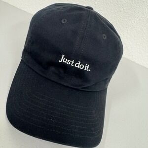 Nike Just Do It Black Baseball Cap Embroidered Mens Womens Adjustable Strap